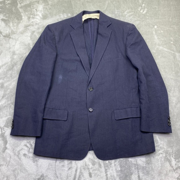 Billy Reid Navy Blue Linen Blend Sport Coat Blazer Jacket Made in Italy Men‎ 40R